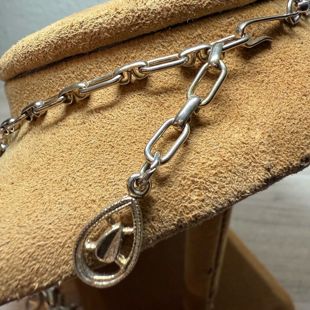 Heavy Silver-Tone Trumpet Drop Necklace & Matching Collar Set Non-Magnetic - Picture 5 of 10